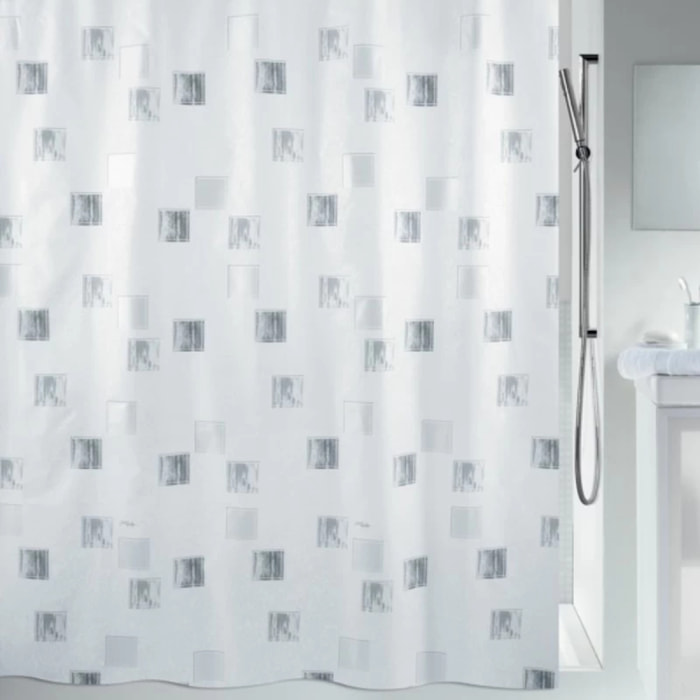 Rideau de douche Polyester MILANO 120x200cm Blanc & Argent effet perlé Spirella