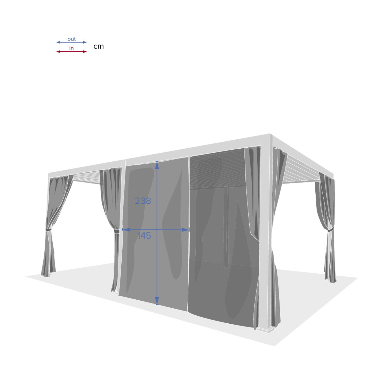 Kit de rideaux, moustiquaires et de rails pour pergola bioclimatique "Evora" 6 x 3,6m Graphite