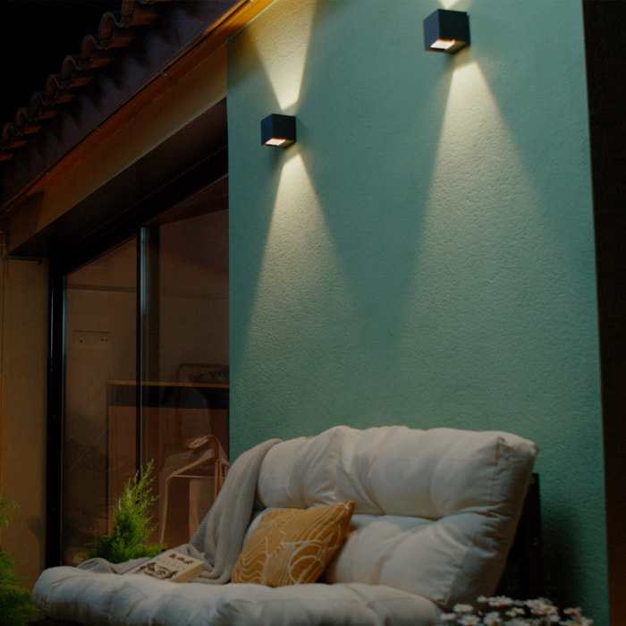 FORLIGHT REX (2uds) Aplique Exterior LED con Haz de Luz Modulable IP54 Luz LED Blanco Neutro 4000K 5.2W y 350lm Gris Urbano