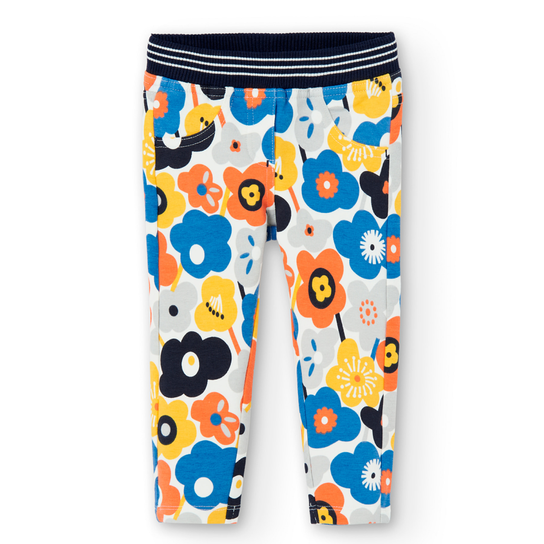 Pantalón felpa elástica flores de bebé