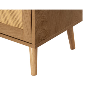 Goto - buffet bas - effet bois et cannage - 3 portes - 140 cm - Bois