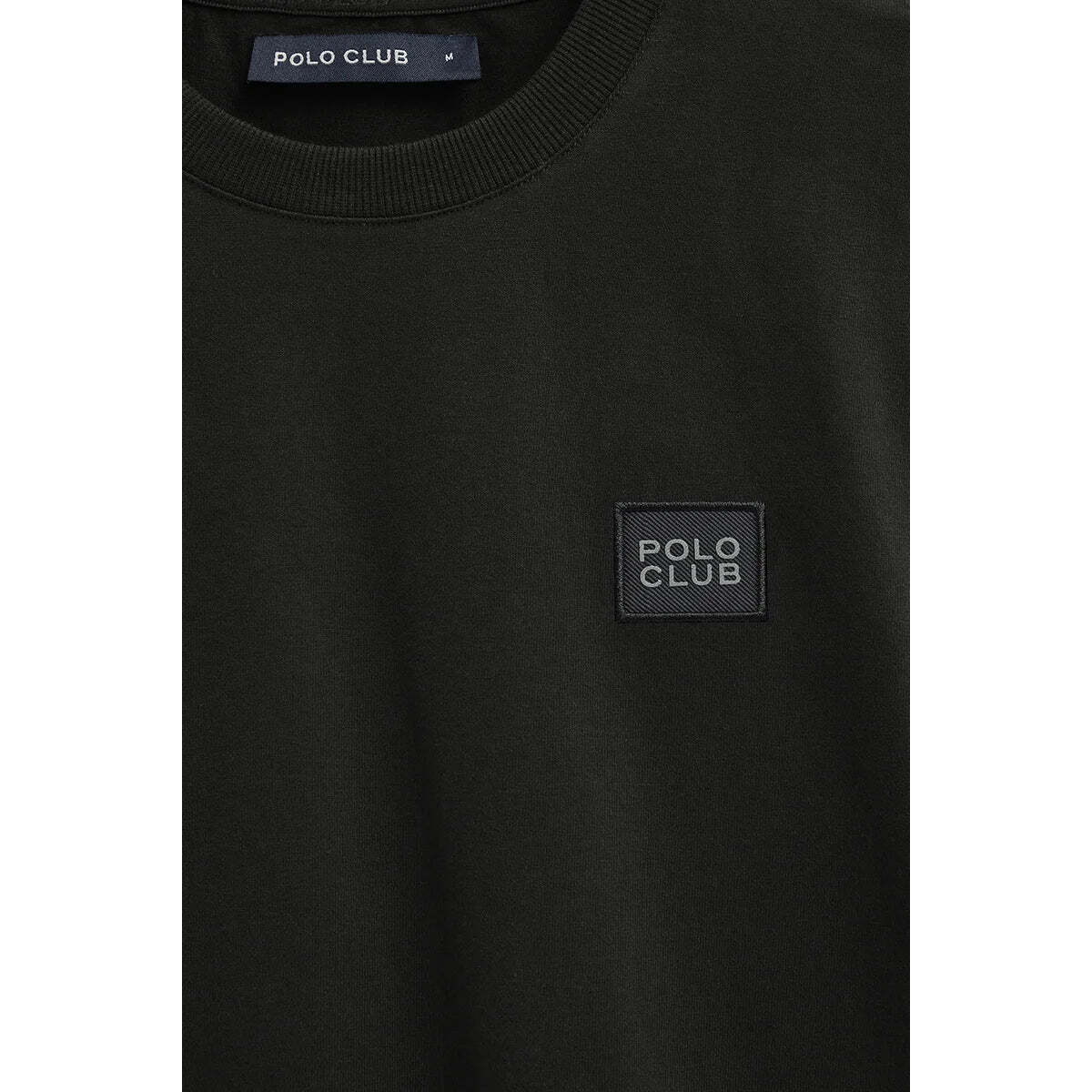 Camiseta negra de corte holgado con parche Polo Club