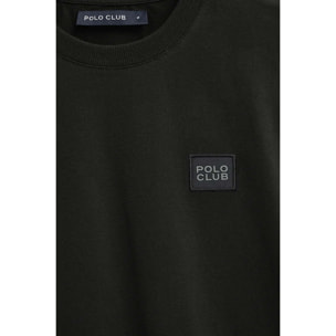 Camiseta negra de corte holgado con parche Polo Club