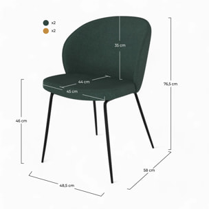 Pack 4 chaises en tissu bouclé jaune et vert - Groom