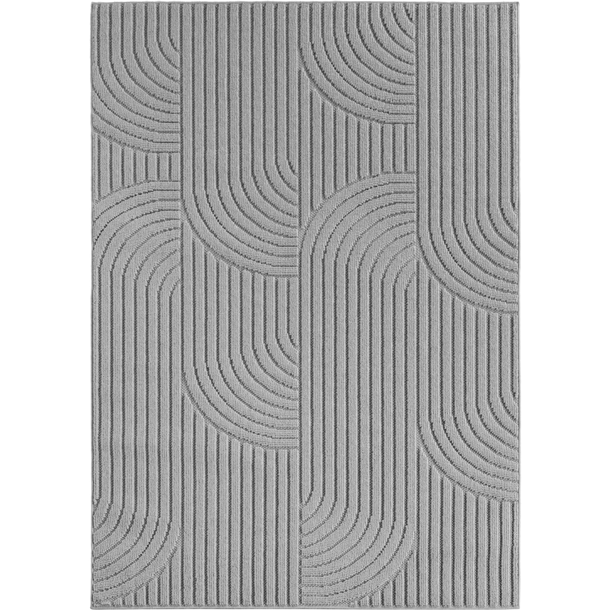 HELIX - Tapis moderne effet laine bouclé à motif géométrique en relief gris