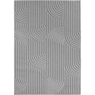 HELIX - Tapis moderne effet laine bouclé à motif géométrique en relief gris