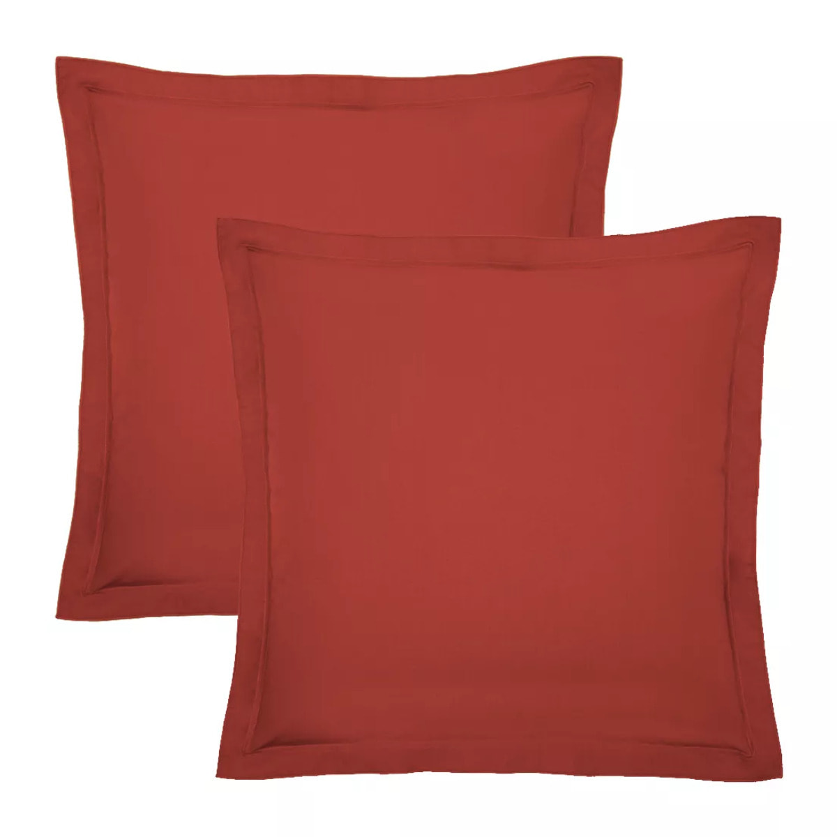 Lot de 2 taies percale de coton uni orange Olana rouille