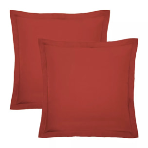 Lot de 2 taies percale de coton uni orange Olana rouille
