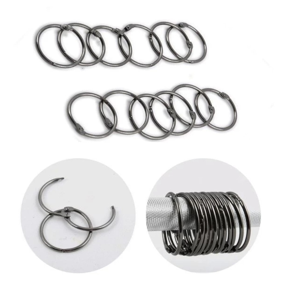 Lot de 12 anneaux pour rideaux de douche RINGO SMALL Noir Titan Spirella