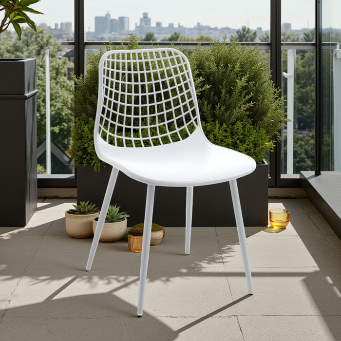 Tomasucci Lot de 4 Chaises d'intérieur/extérieur NAIROBI WHITE Blanches