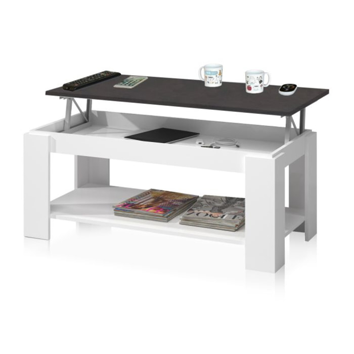 Mesa de centro elevable Ambit Blanco Artik (Blanco Mate) - Óxido