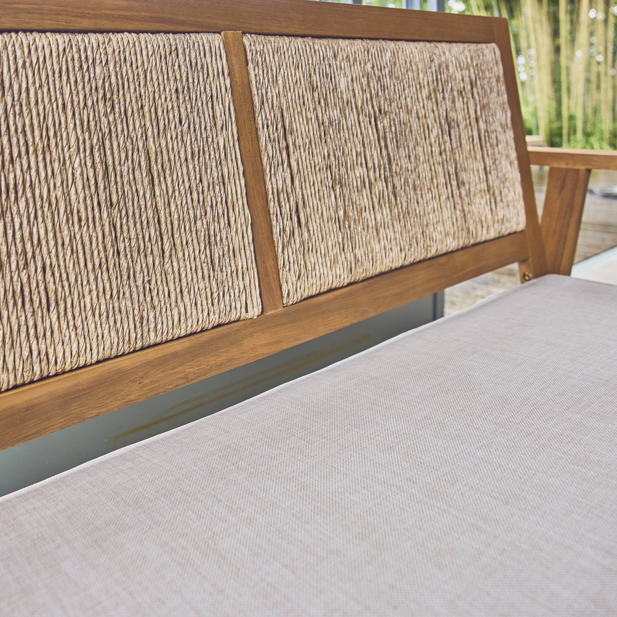 Salon de jardin bois et cannage vertical BOHEMIA 4 places