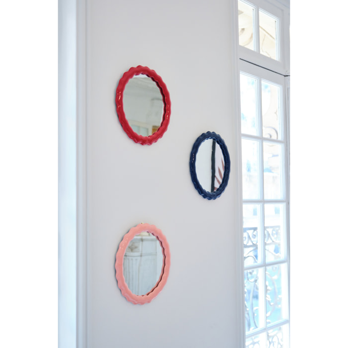 Georgia - Miroir mural design ondulé en céramique rouge