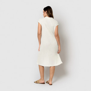 Vestido corto algodón lino natural