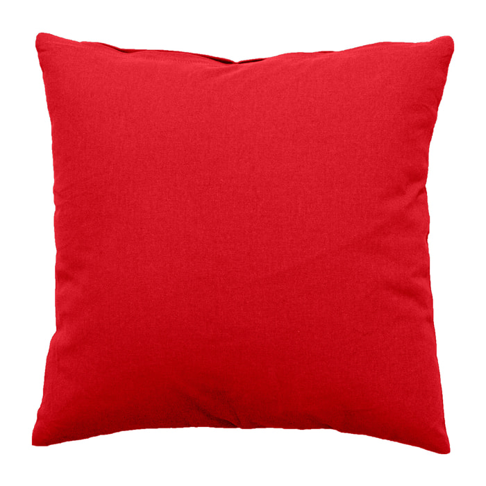 Coussin déhoussable uni en coton - Rouge