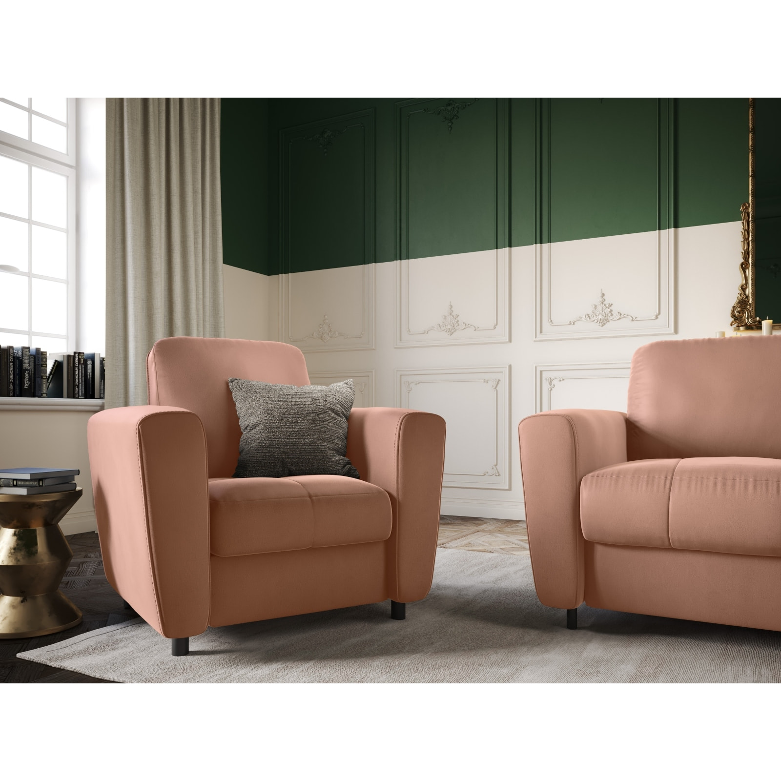 Fauteuil "Audra" en velours rose