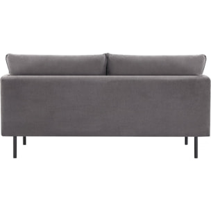 Canapé fixe tissu "Rudy" - 180.5 x 78 x 52 cm - 3 places - Gris foncé