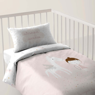 Funda Nórdica Estampada - Reversible - Infantil - Cierre Solapa - 100% Algodón - Incluye 1 Funda de Almohada - Cuna/Maxicuna - Pegaso Mágico