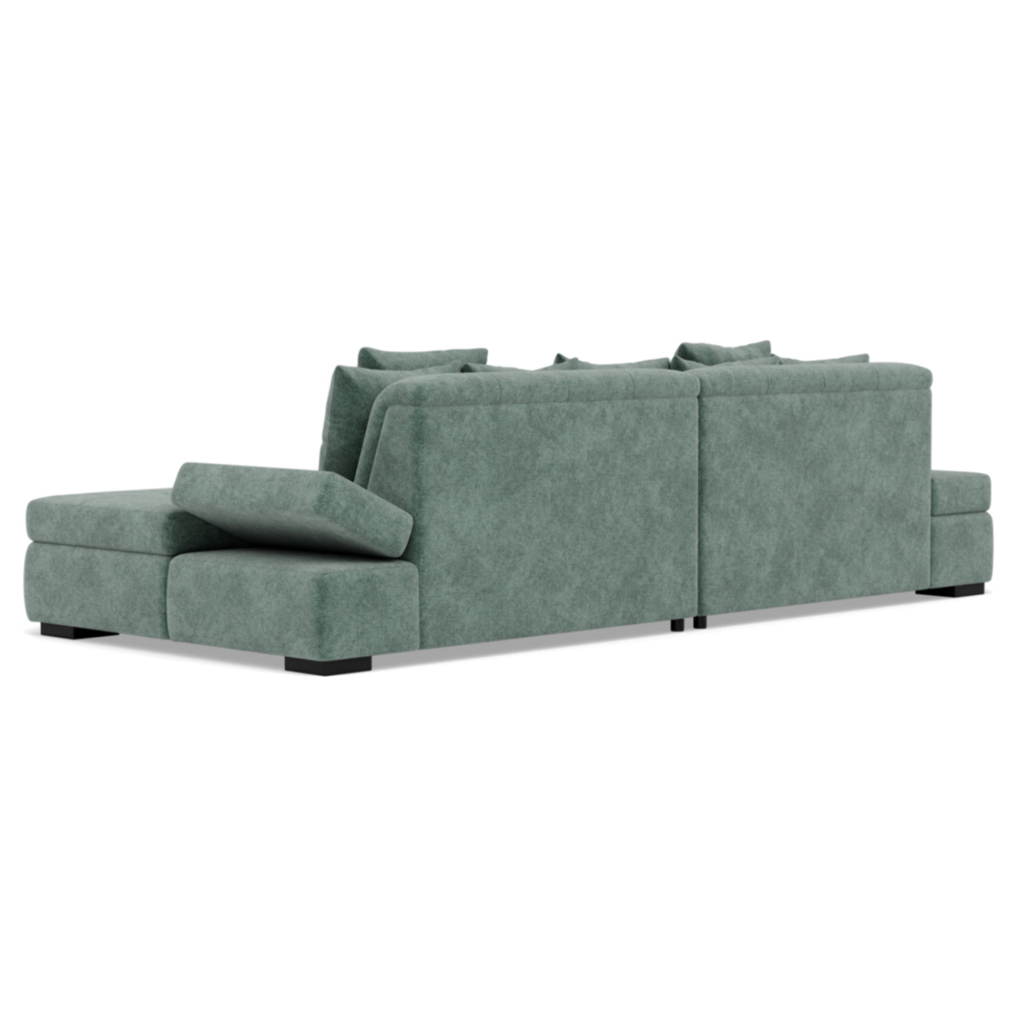 Vermont - canapé droit 4 places avec double méridienne - assise profonde - en velours texturé - Vert