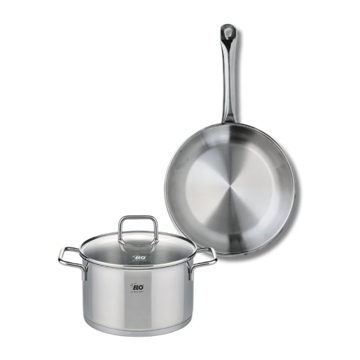 Ensemble de 1 Poêle de cuisson 24 cm et 1 faitout 20 cm Elo Profi Citrin