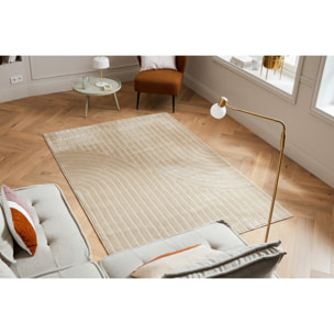 BLOOM - Tapis poils ras motif en relief - Beige