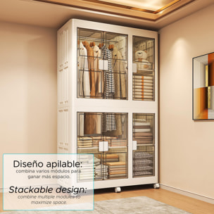 Armario plegable con Ruedas y 2 Compartimentos en color Blanco 100×46,5×96,5cm