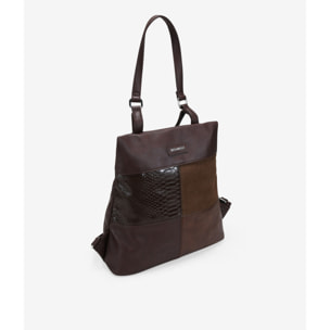 Mochila antirrobo marrón con cremallera