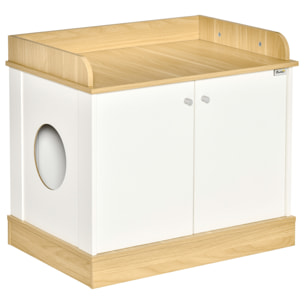 Casa para Gatos de Madera Mueble Arenero con Estante y Doble Puerta 75x53x67 cm