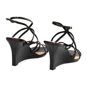 Sandalias negras con tacón de 8,5 cm