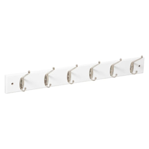 Patère 6 têtes bois/métal Blanc