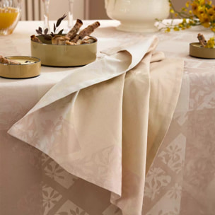 Nappe pur coton motif jacquard beige Mille pistils naturel