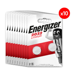 Pack de 10 - Energizer Pile Lithium 2032, pack de 2 Piles