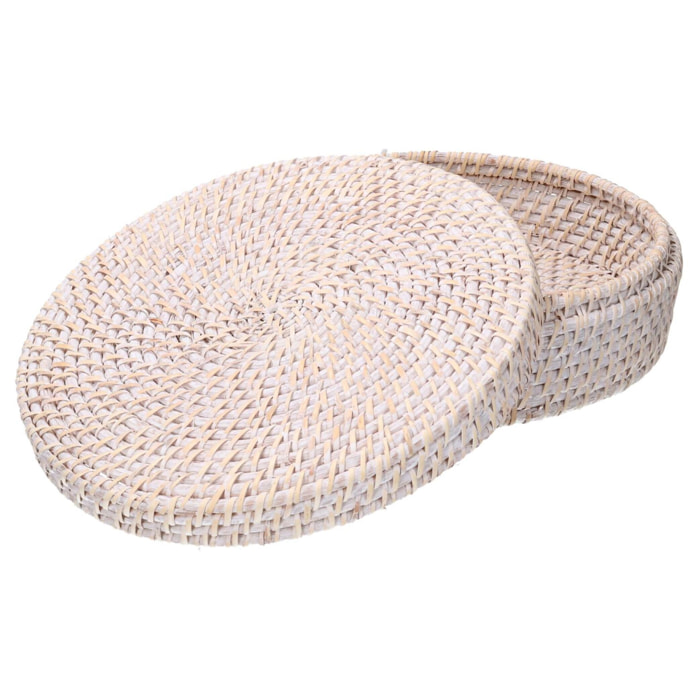 Scatola in rattan algarve bianco tondo cmø30h10