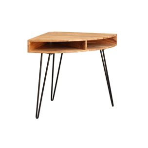 Bureau d'angle avec rangements bois massif et métal noir L75 cm GOSBY