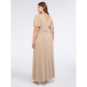 Fiorella Rubino - Vestido largo de jersey lurex con escote en V - Oro