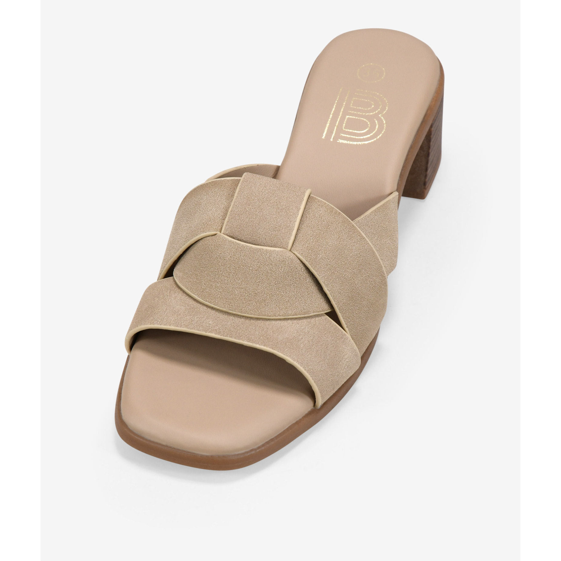 Sandalias destalonadas beige con tacón