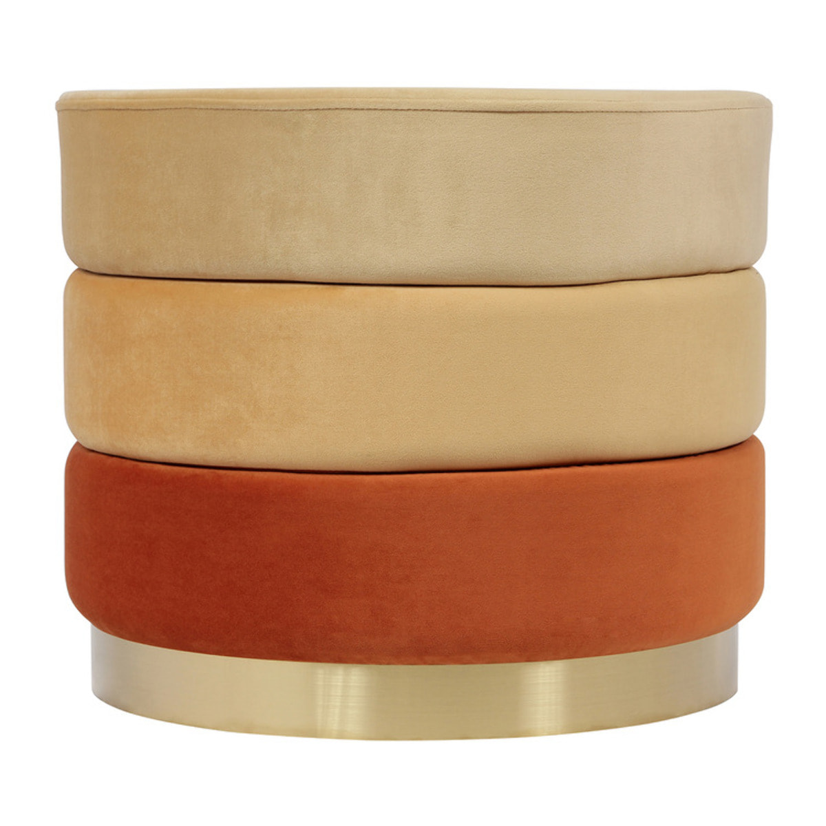 Pouf contenitore Matilda in velluto arancio con base dorata