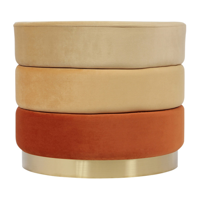Pouf contenitore Matilda in velluto arancio con base dorata