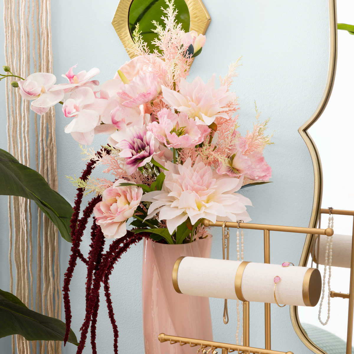 Bouquet de fleurs artificielles "Wild" rose H60cm