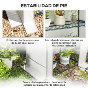 Invernadero de Exterior con Techo Inclinado Invernadero Pequeño con 3 Estantes 2 Puertas Enrollables Cubierta de PE y Marco de Acero para Cultivos Plantas Flores 144x48x152 cm Blanco