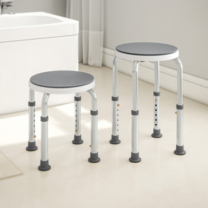 Tabouret de douche siège de douche - hauteur réglable, pivotant 360° - alu PP blanc gris