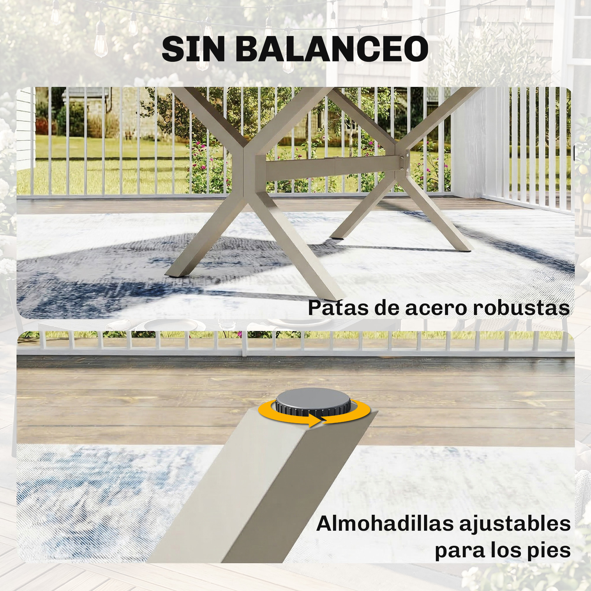 Mesa de Jardín Extensible con Superficie de Aluminio, 154/214x85 cm, Mesa de Comedor Exterior Extensible Rectangular con Imitación Madera para 8-10 Personas, para Patio, Terraza, Gris Claro
