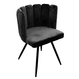 Chaise Ariel Velours Noir - Lot de 2