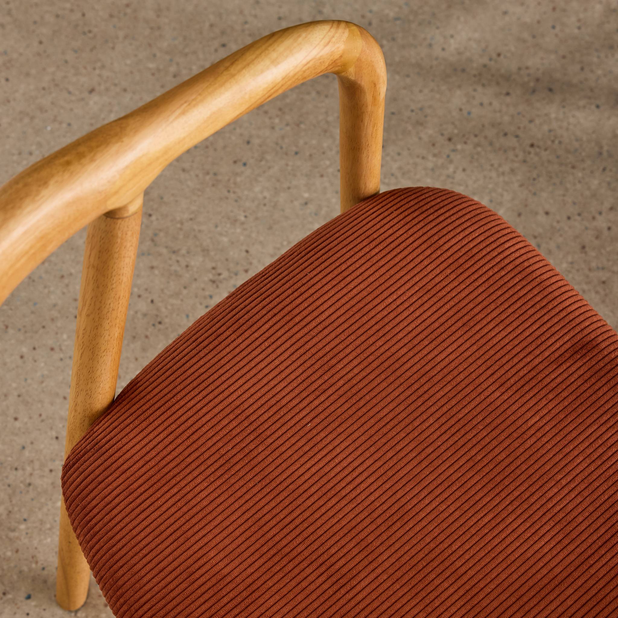 Fauteuil vintage bois d'hévéa et velours côtelé (lot de 2) SARA