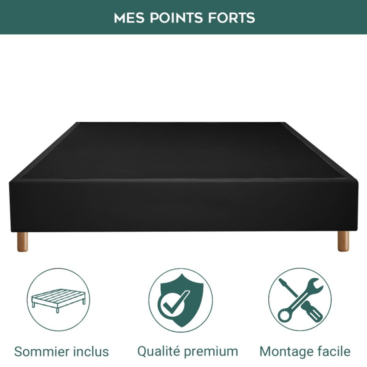 Ensemble Matelas Iceberg - Gamme Luxe Hôtelière - avec son sommier Cancun en similicuir noir