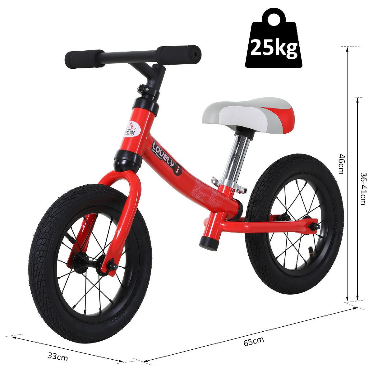 Draisienne enfant roues 12'' hauteur selle réglable acier rouge