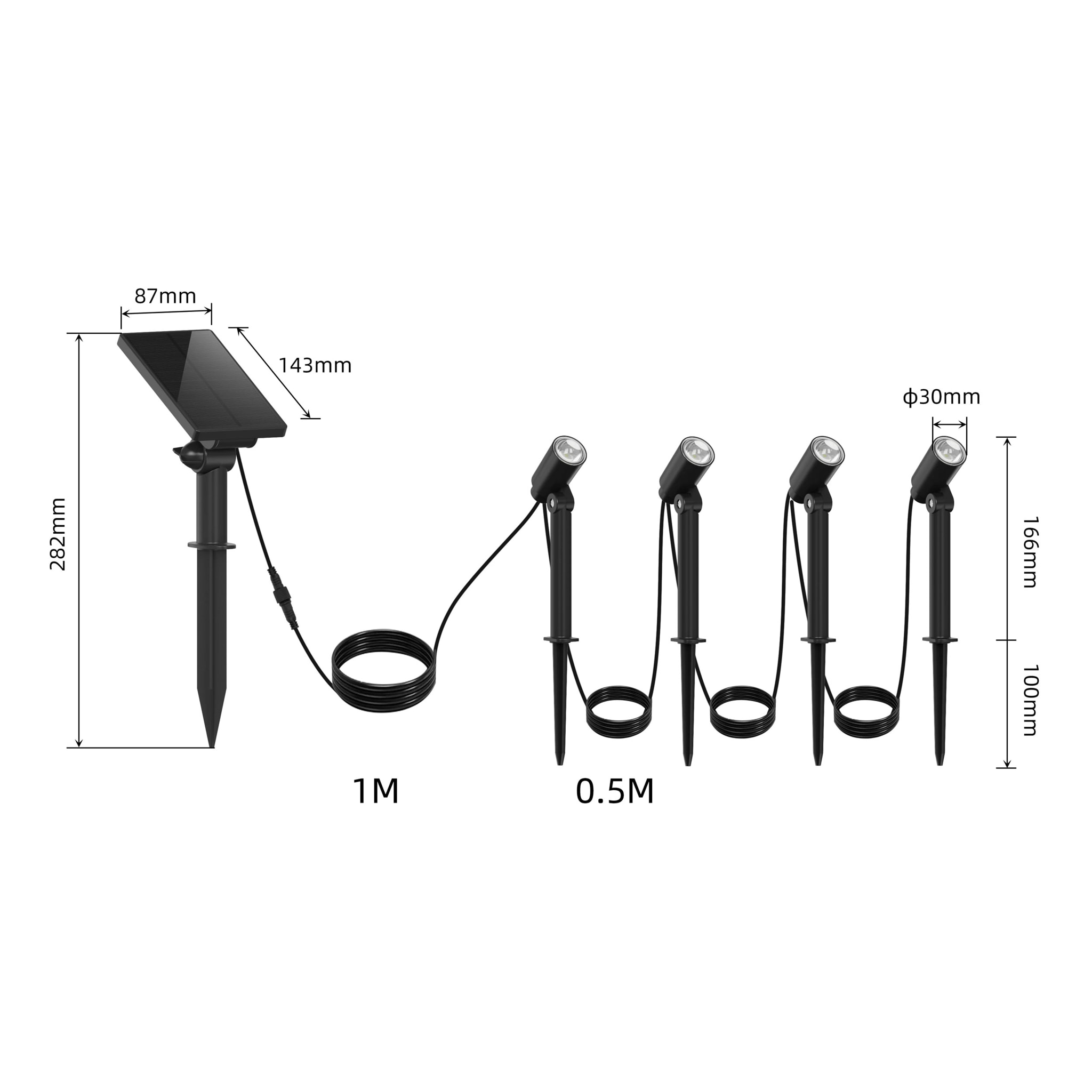 4 Spot solaire connecté MINI ROUNDY 100L