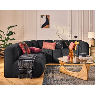 Debbie - canapé modulable d'angle gauche 4 places avec accoudoir en tissu texturé - Noir