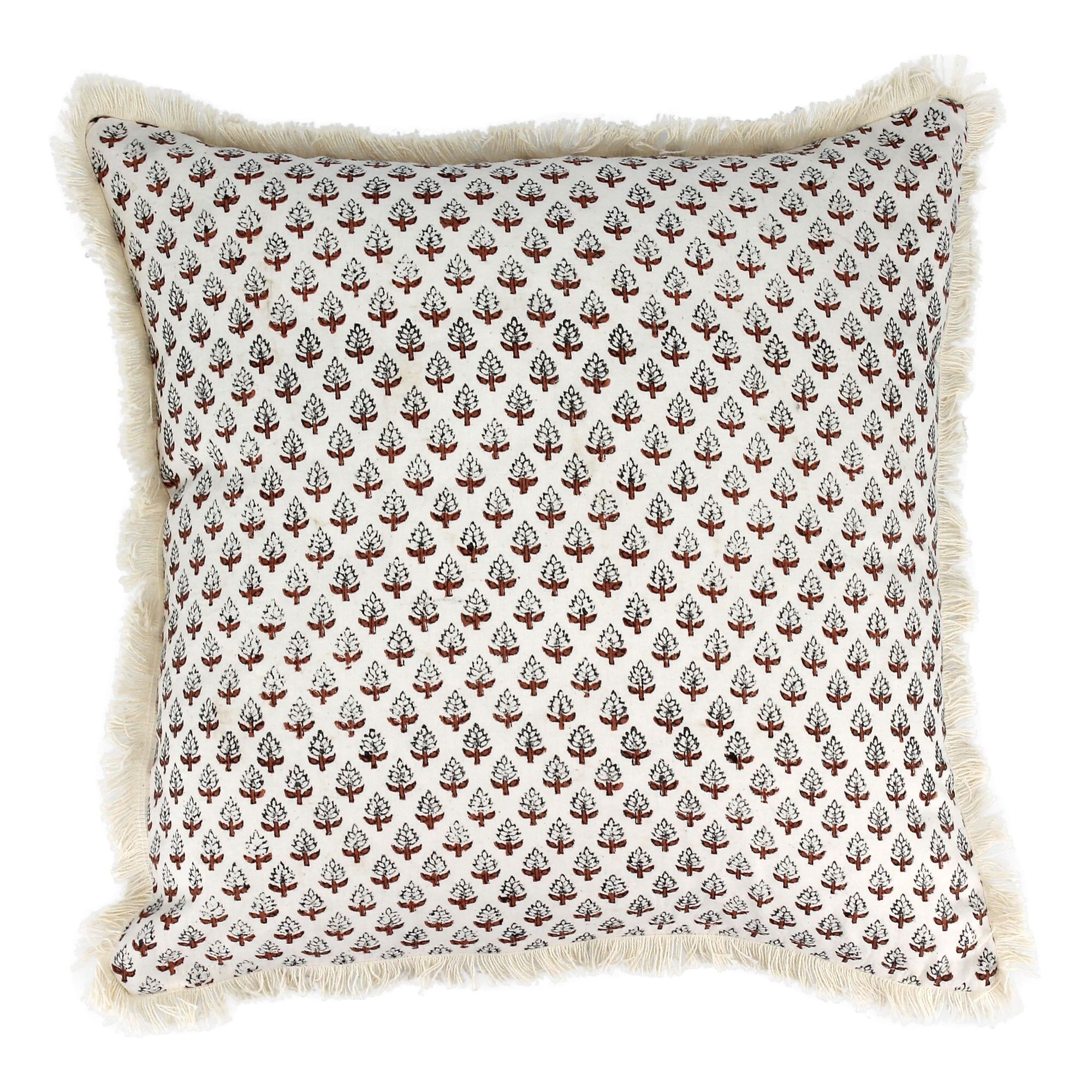 Coussin en coton terracotta avec franges 40cm GOBI
