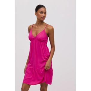 Abito midi svasato fucsia